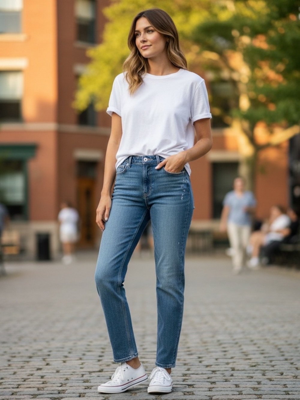 NEW • Paige • Hoxton Slim Classic High-Rise Straight Jeans in Blue - Women's